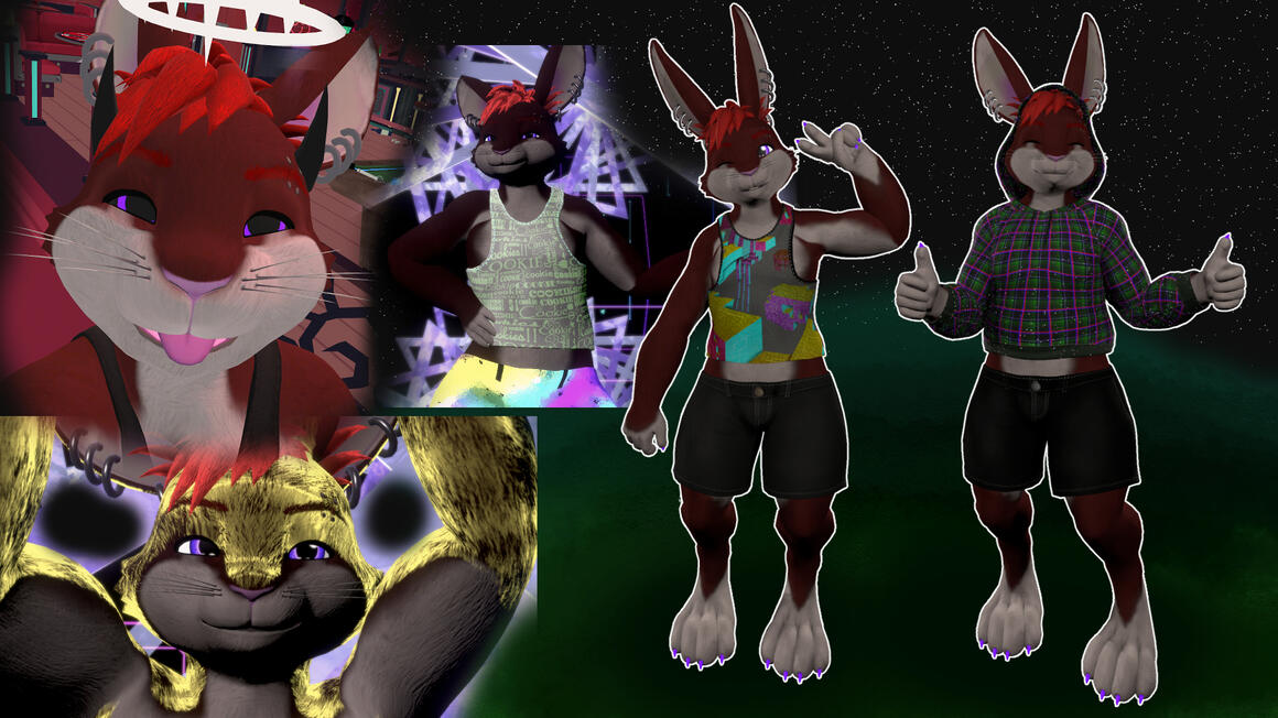 Retexture of my Sona Dropin Baese on the Cripsy Seaweed Bunny Avatar. All artwork and textures were made by me.