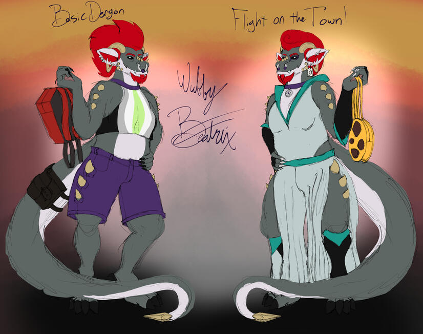 Fashion sketch of Wubby Beatrix in Dragon form.